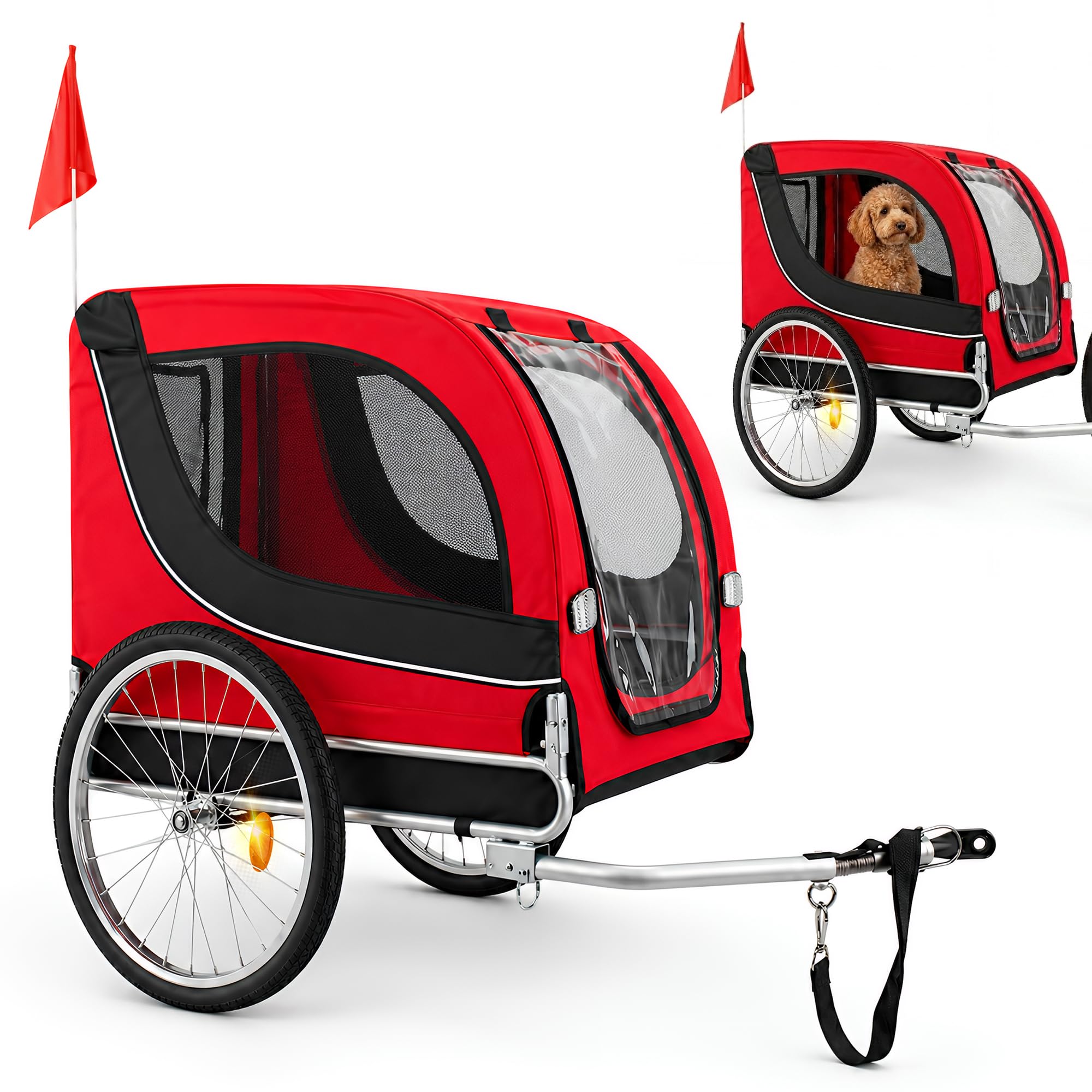Klappbarer Hundefahrradanhänger & Hundebuggy mit Dachöffnung