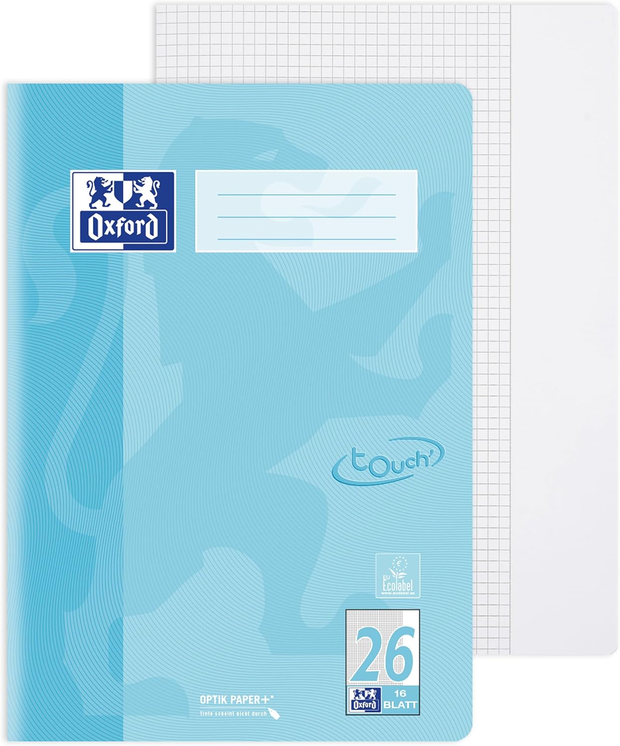 Oxford A4 Touch Exercise Book 16 Sheets Line Style 26 Squared Pastel Blue Pack of 15