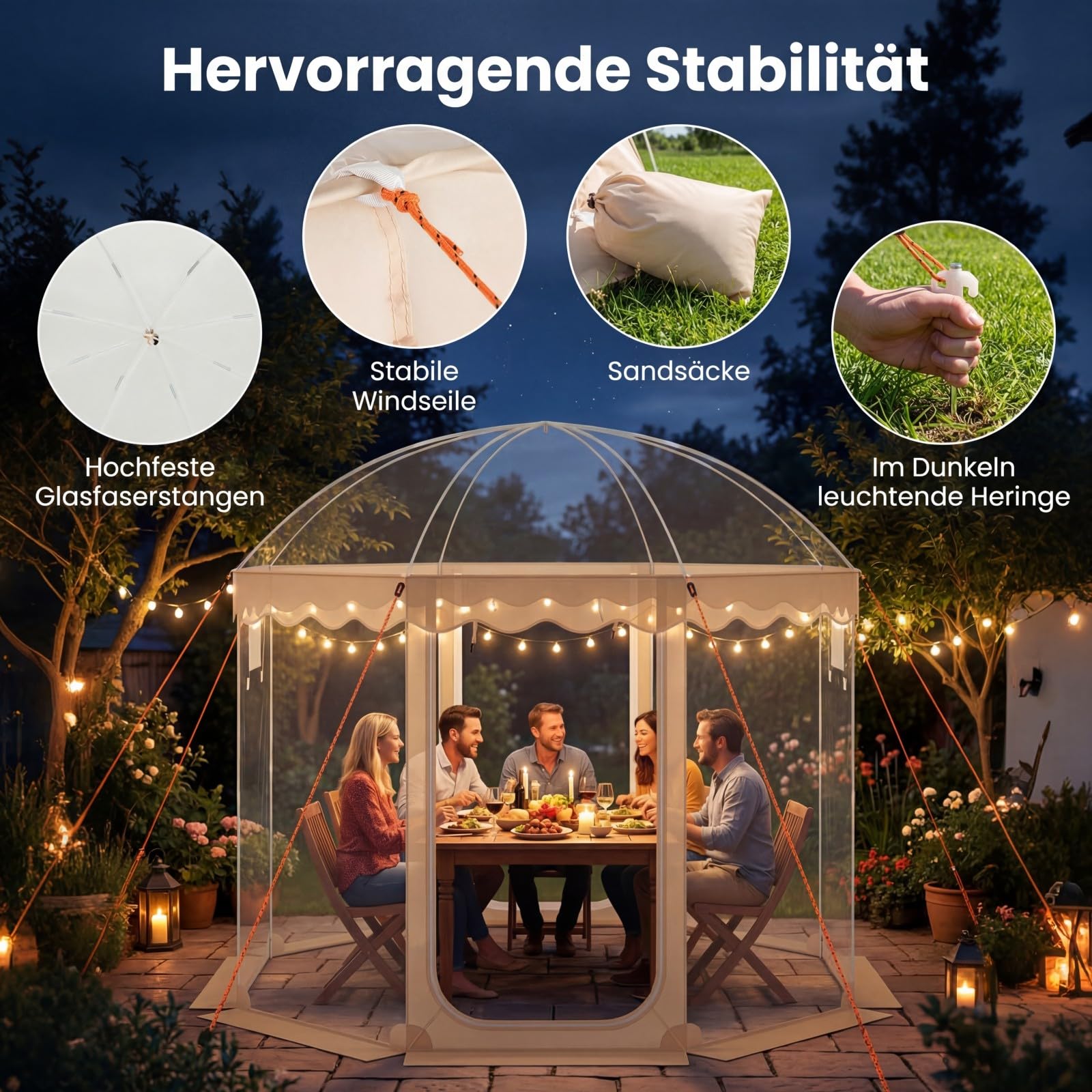 SOARS Pop up Zelt für 8-10 Personen, Wurfzelt Outdoor (Transparent)