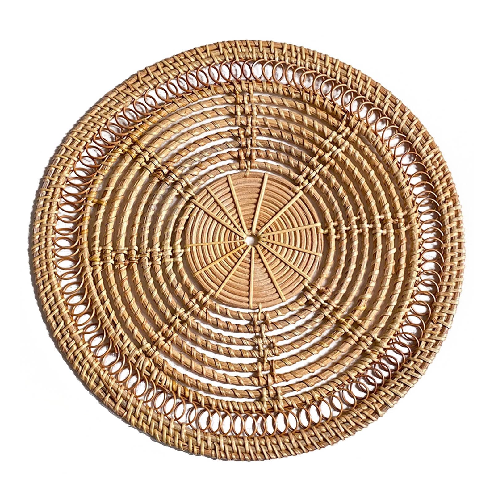 Hsioluted Wall Basket Decor Nordic Scandinavian Rattan Wall Decoration Hollow Hanging Baskets Wicker Decor for Bathroom Wicker for Kitchen and Living Room