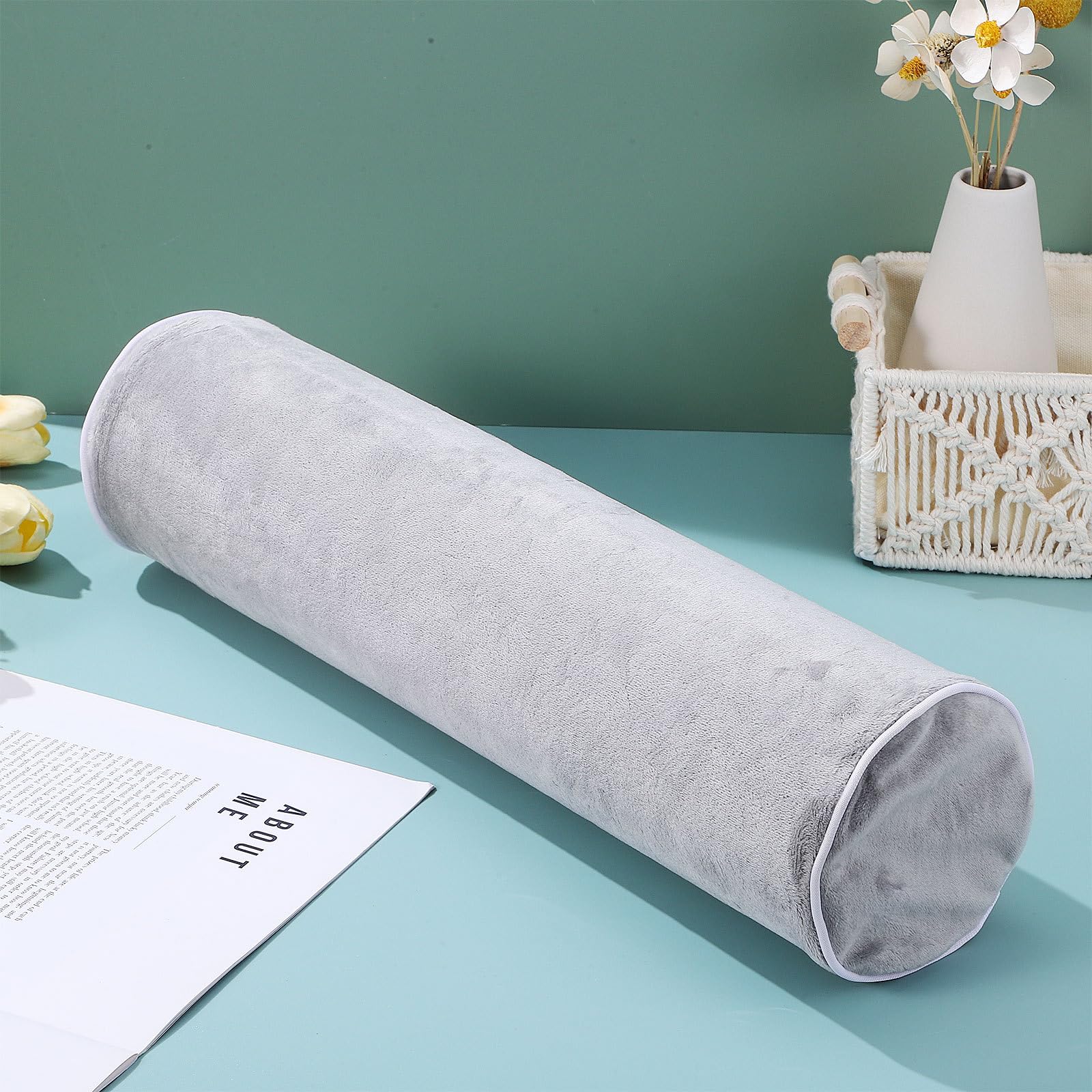 Almohada Cervical Ergonómica Cilíndrica 11X40 CM Soporte para Piernas y Espalda, Fabricada en Algodón Viscoelástico, para Dormir y Viajes