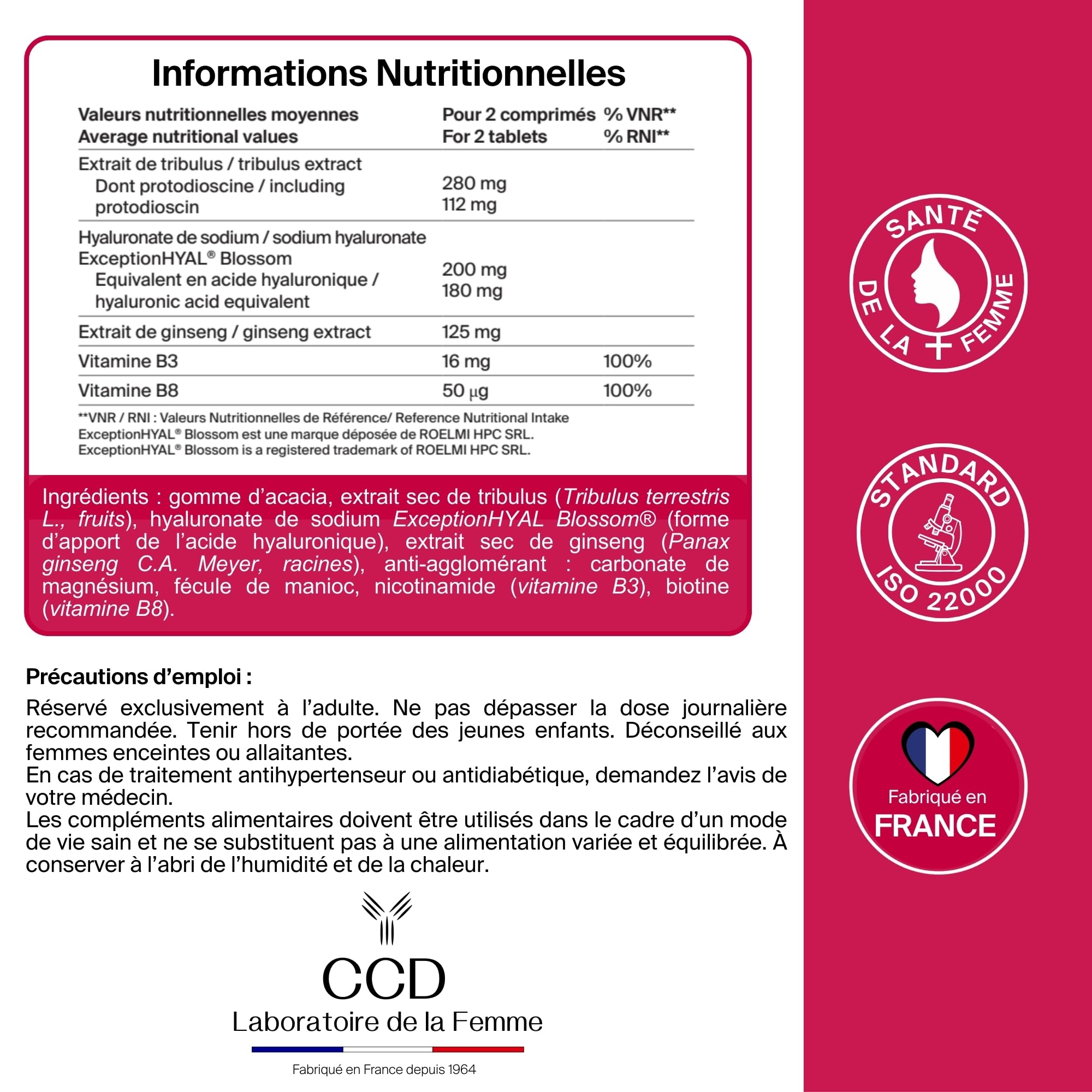 MÉNOCIA® Libido | Complément Alimentaire Intimité Féminine | Tribulus, Ginseng, Vitamines B3 & B8, Hyaluronate | | Libido, Énergie, Confort Intime | 60 Comprimés | Sans Hormones | Fabriqué en France
