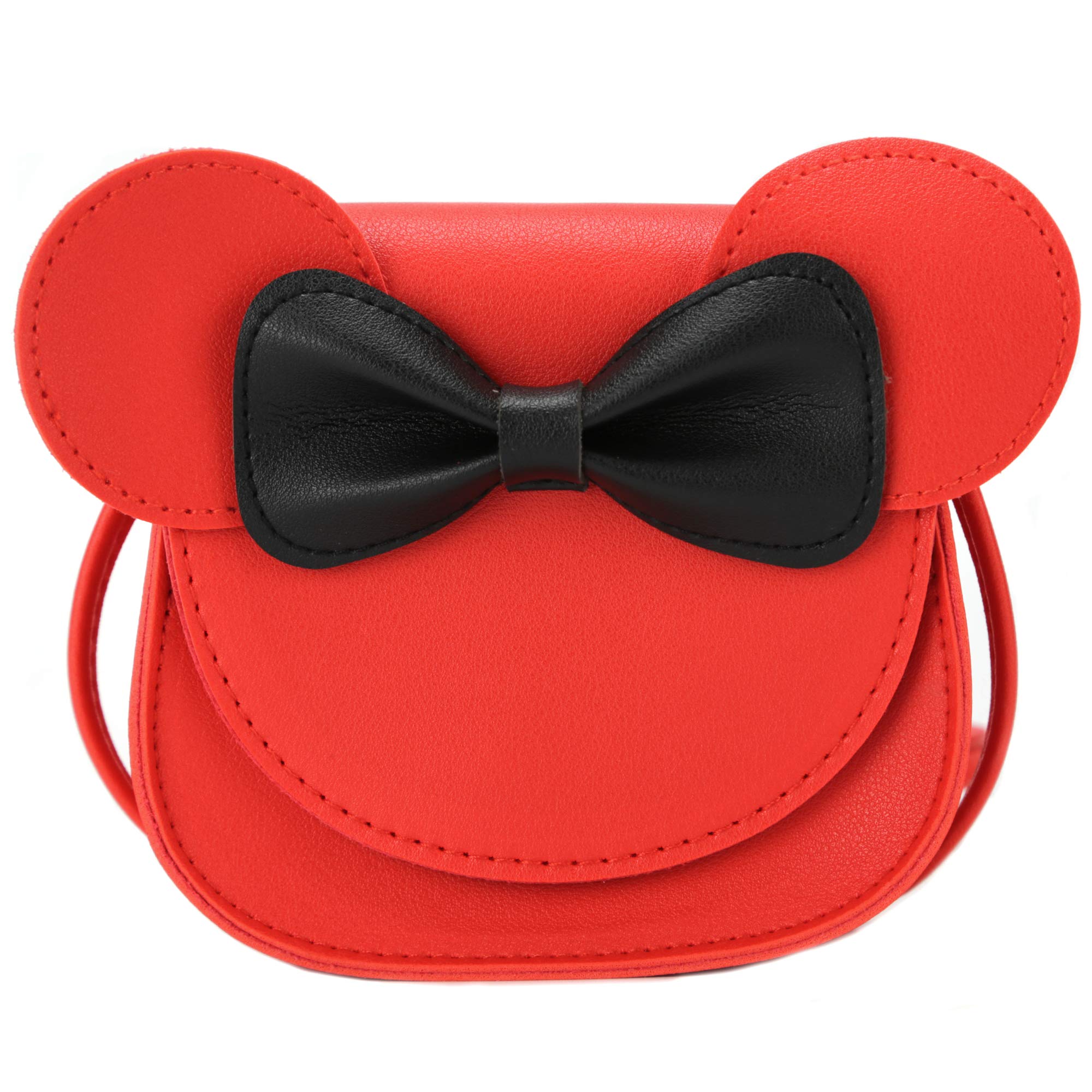 QiMing Little Mouse Ear Bow Crossbody Purse,PU Shoulder Handbag for Kids Girls Toddlers