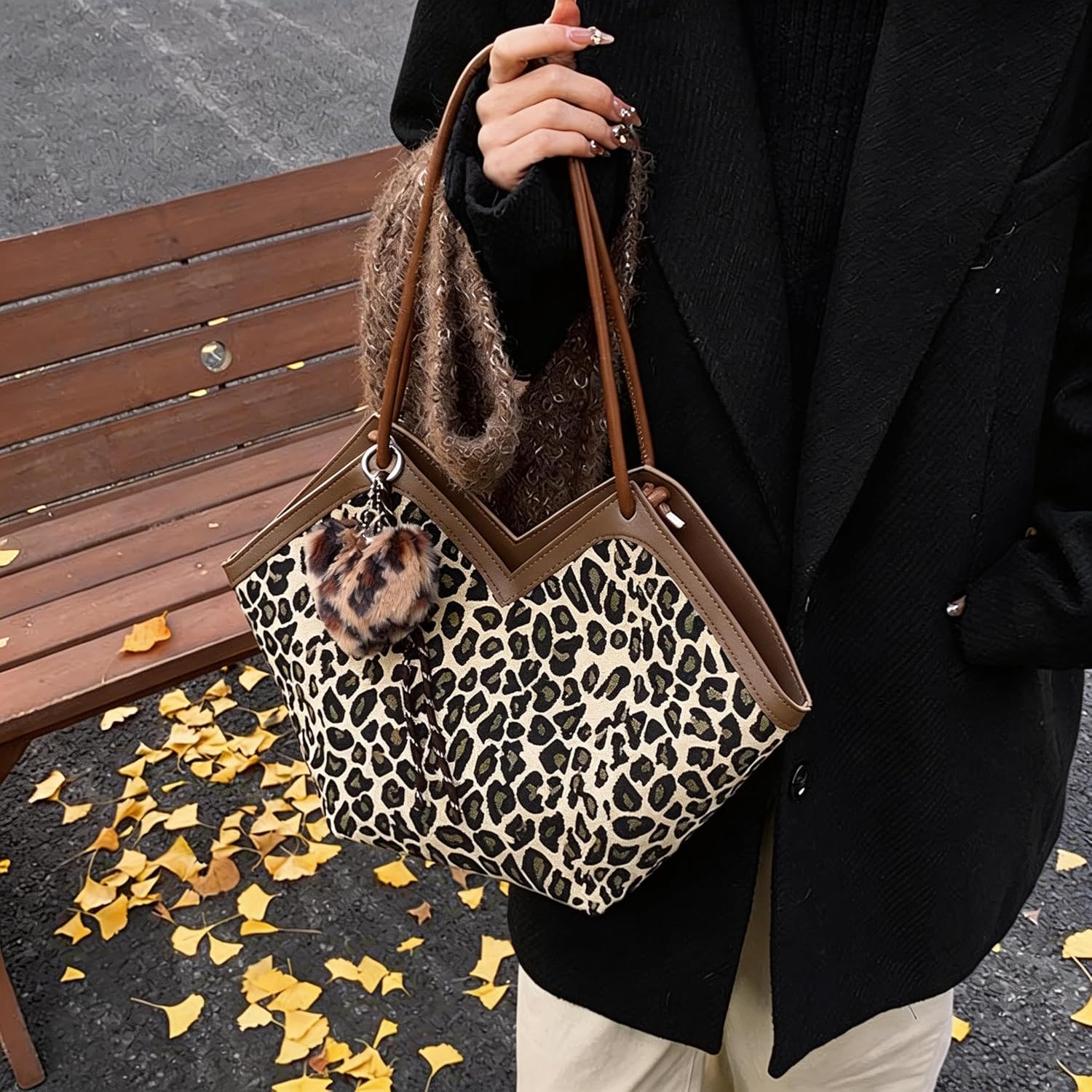 Women's Leopard Print Hobo Bag Set with Wristlet – PU Leather Casual Shoulder Crossbody Purse for Daily Use, Work & Travel