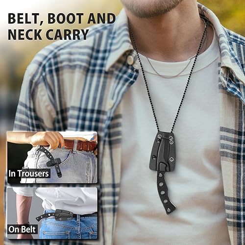 Miniatura 2 de NedFoss Squirrel - Cuchillo pequeño de hoja fija EDC, cuchillo de cuello de 2.7 pulgadas con mango G10 y funda Kydex, clip de cinturón ajustable