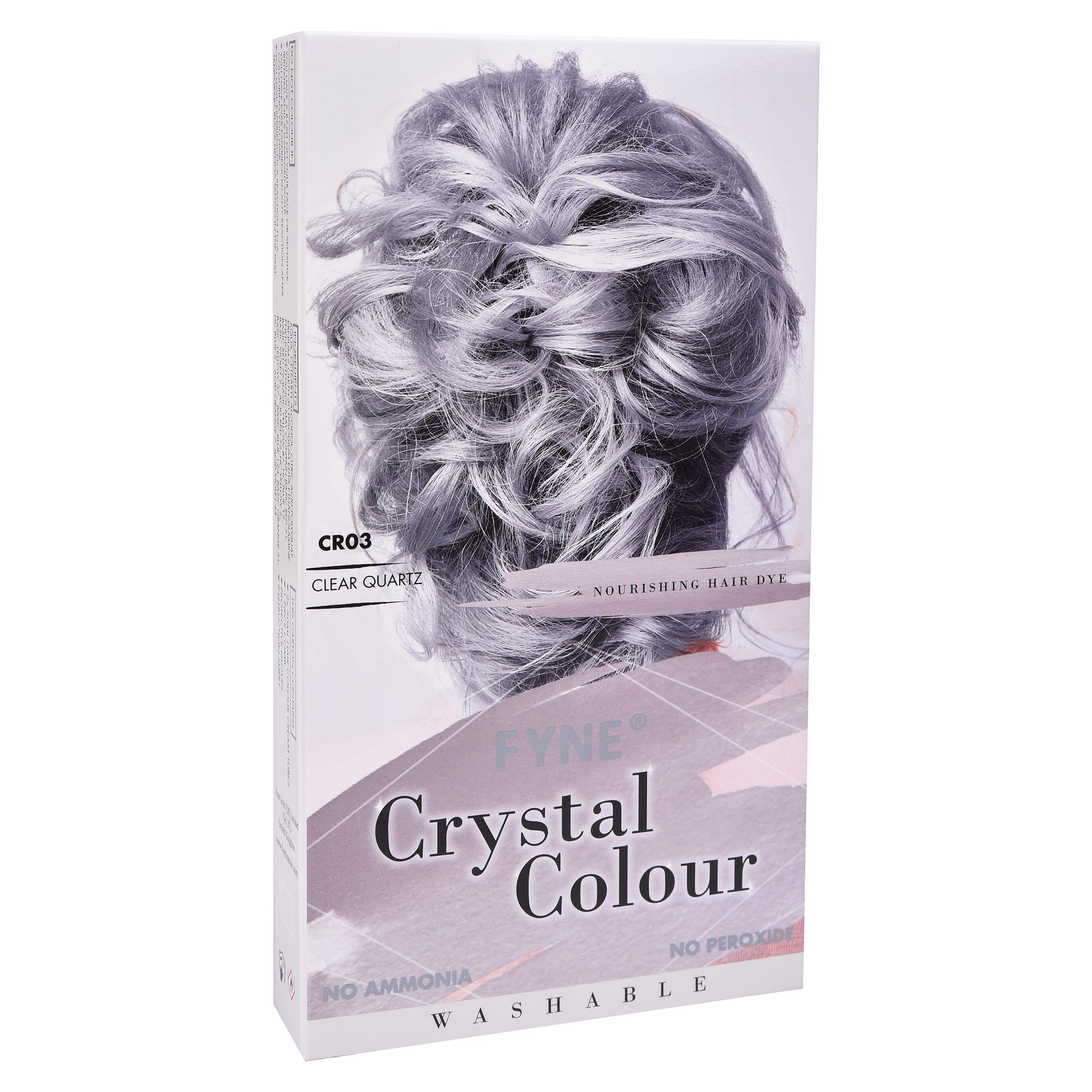FYNE Crystal Colour - Semi Permanent Hair Colour (Grey (Light) - Clear Quartz) | Semi Permanent hair dye | Nice and Easy hair dye for Women | Built-in conditioner formula, healthier shiny hair