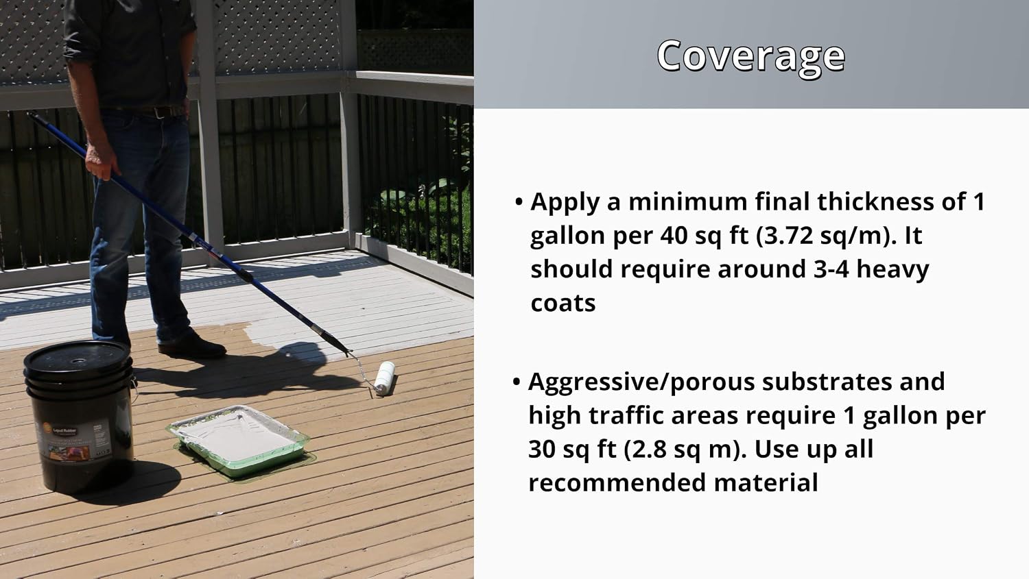 Liquid Rubber Cool Foot Deck Coating - Solar Protection Deck Paint, Non-Toxic Multi-Surface Decking Sealant, Easy to Apply, Misty Gray, 5 Gallon