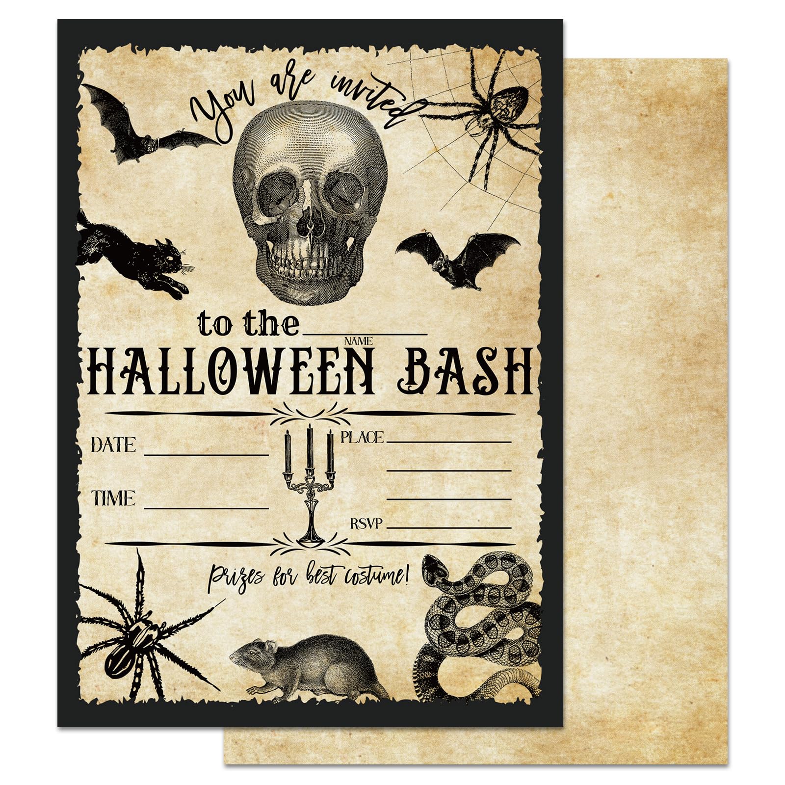 Invitación de Halloween Whaline de papel grueso en blanco con 25 sobres 8