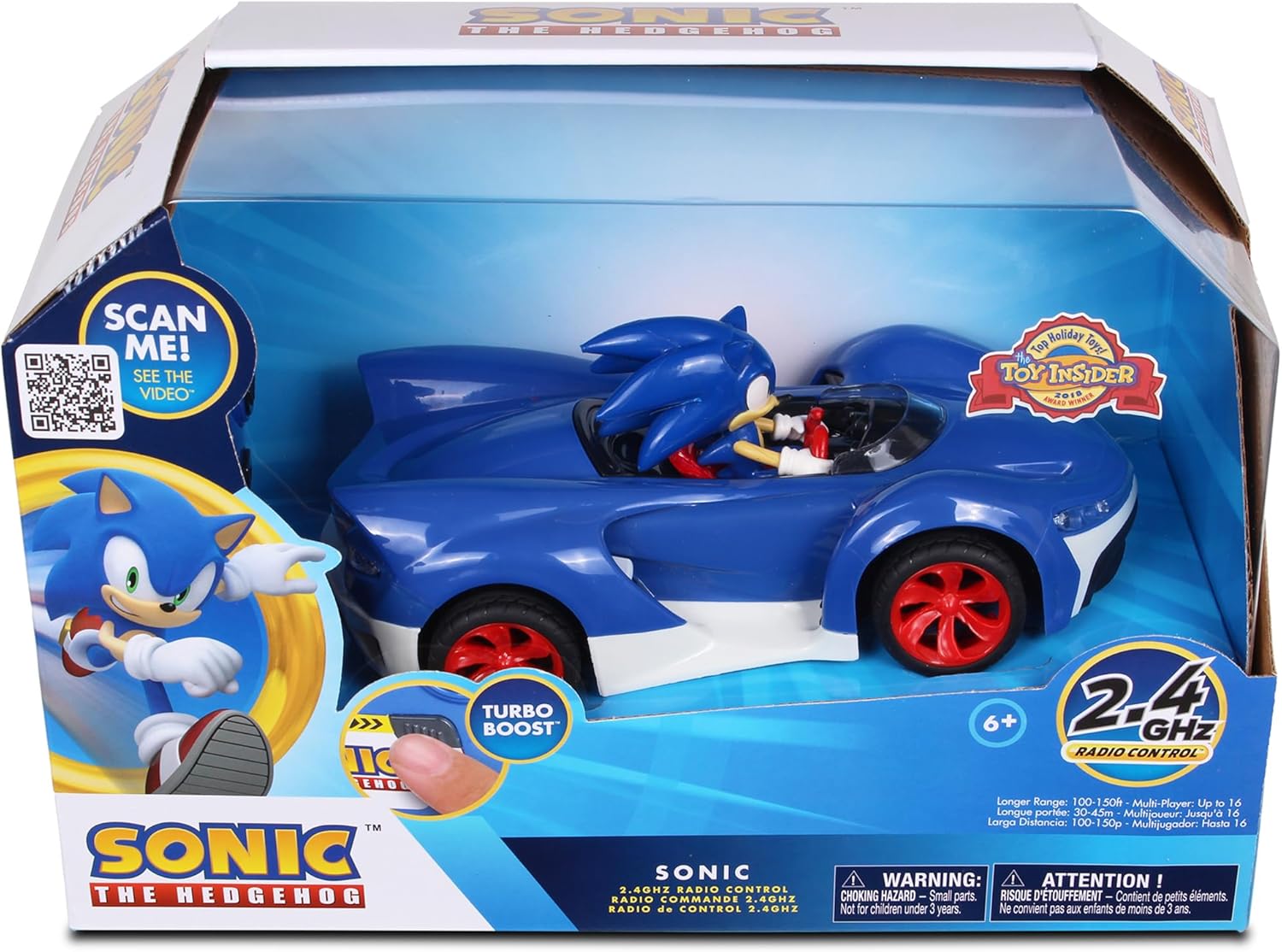 NKOK Team Sonic Racing 2.4GHz Radio Control Toy Car with Turbo Boost - Sonic The Hedgehog 601, Features Working Lights, Adjustable Front Wheel Alignment, Super Fun and Easy, Ages 6 and up