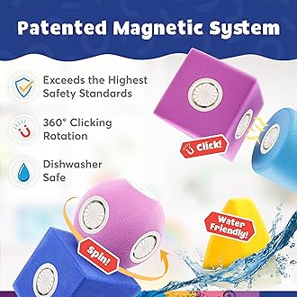 Blockaroo Magnetic Foam Bath Building Blocks - 50-Piece Trunk Set, Preschool Toys, Bathtub Toys, Sensory Toys, Engineering Toys for Kids 3-5