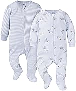 Gerber baby-girls Baby Unisex 2-pack 2-way Zip Textured Sleep 'N Play OEKO-TEX STANDARD 100