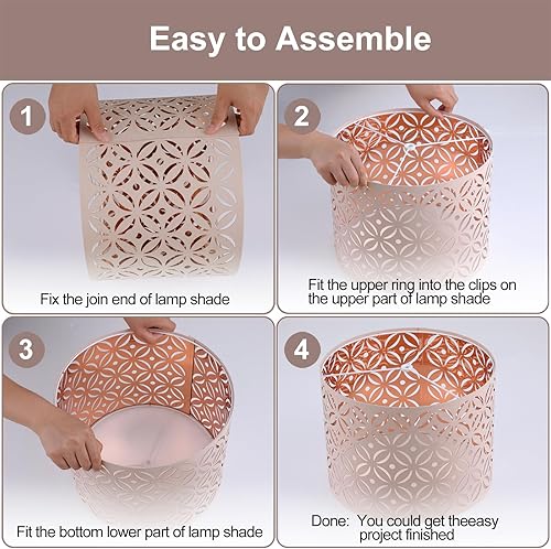 Miniatura 43 de Juego de 2 pantallas marrones, lámparas de mesa y pie de tela mediana, parte superior de 13 pulgadas x 11 pulgadas inferior x 10 pulgadas de alto