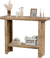 MJOMKN Farmhouse Narrow Console Table with Storage - 39.3" Entryway Side Table for Hallway, Living Room, Behind Sofa, Rustic Wood Shelves