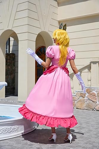 Miniatura 4 de LILLIWEEN Vestidos de princesa para mujer, disfraz de princesa, Halloween, conjunto completo con corona y aretes y guantes (talla EE. UU.)