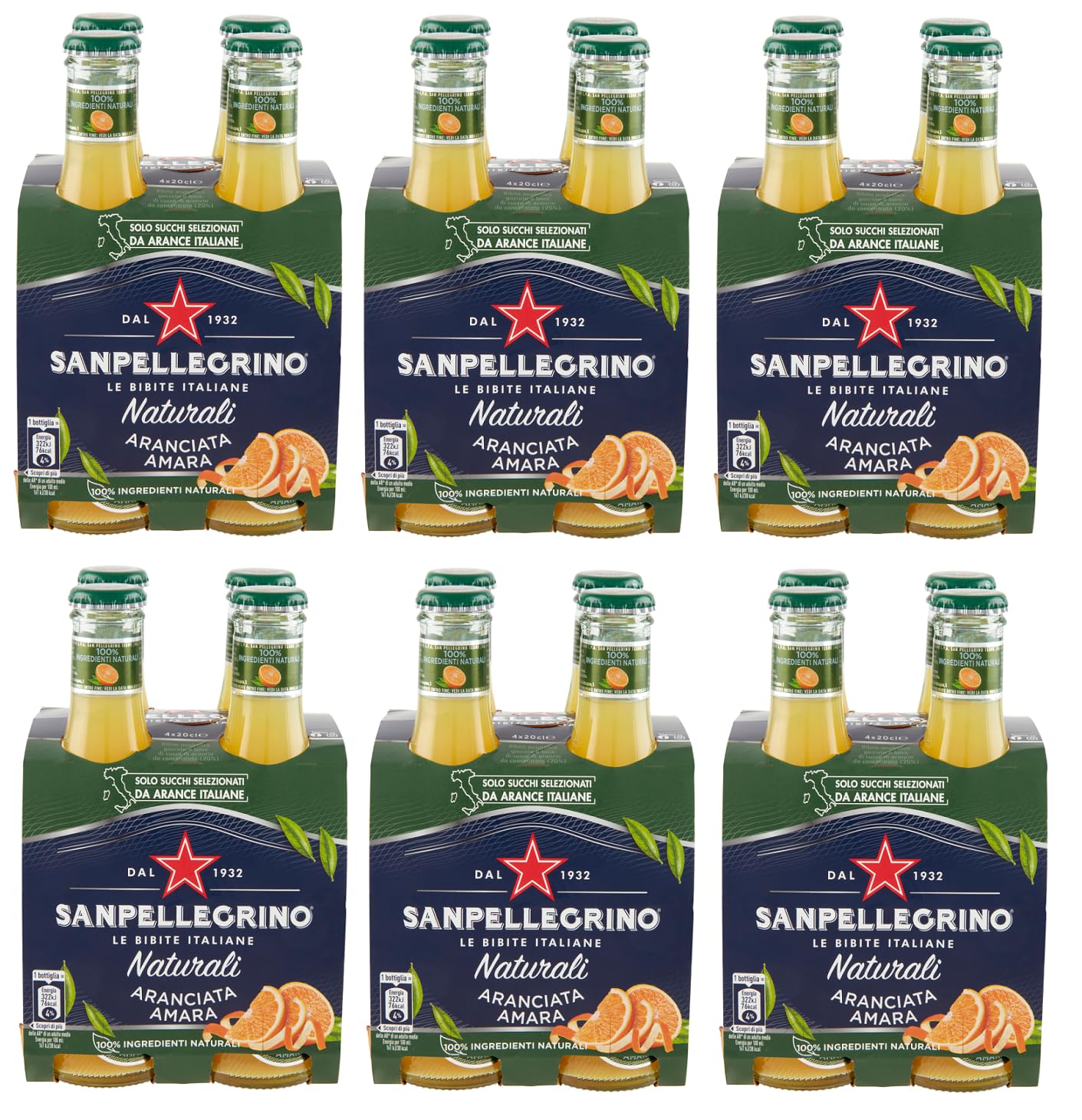48er-Pack Testpaket San Pellegrino Ginger Beer Alkoholfreies Getränk mit Noten von Ingwer + Aranciata Amara mit Bittere Orange Alkoholfreies Getränk 20cl Einweg-Glasflasche