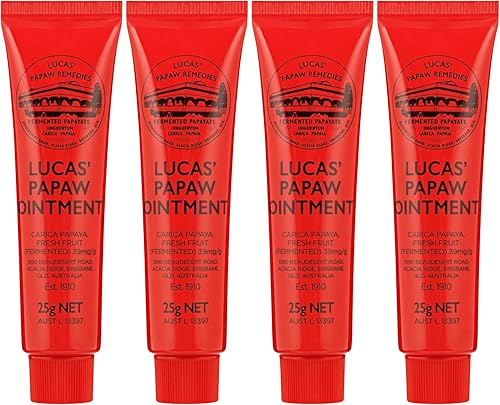 Lucas' Papaw Ungüento  Tubos de 0.88 oz (paquete de 4)  Bálsamo tópico multiusos para aliviar la piel  Importado de Australia