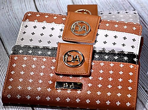 Vista 5 de Cartera de diseñador para mujer, con bloqueo RFID, de piel, cartera grande para teléfono, cartera de viaje, cartera de muñeca para mujer, Marrón
