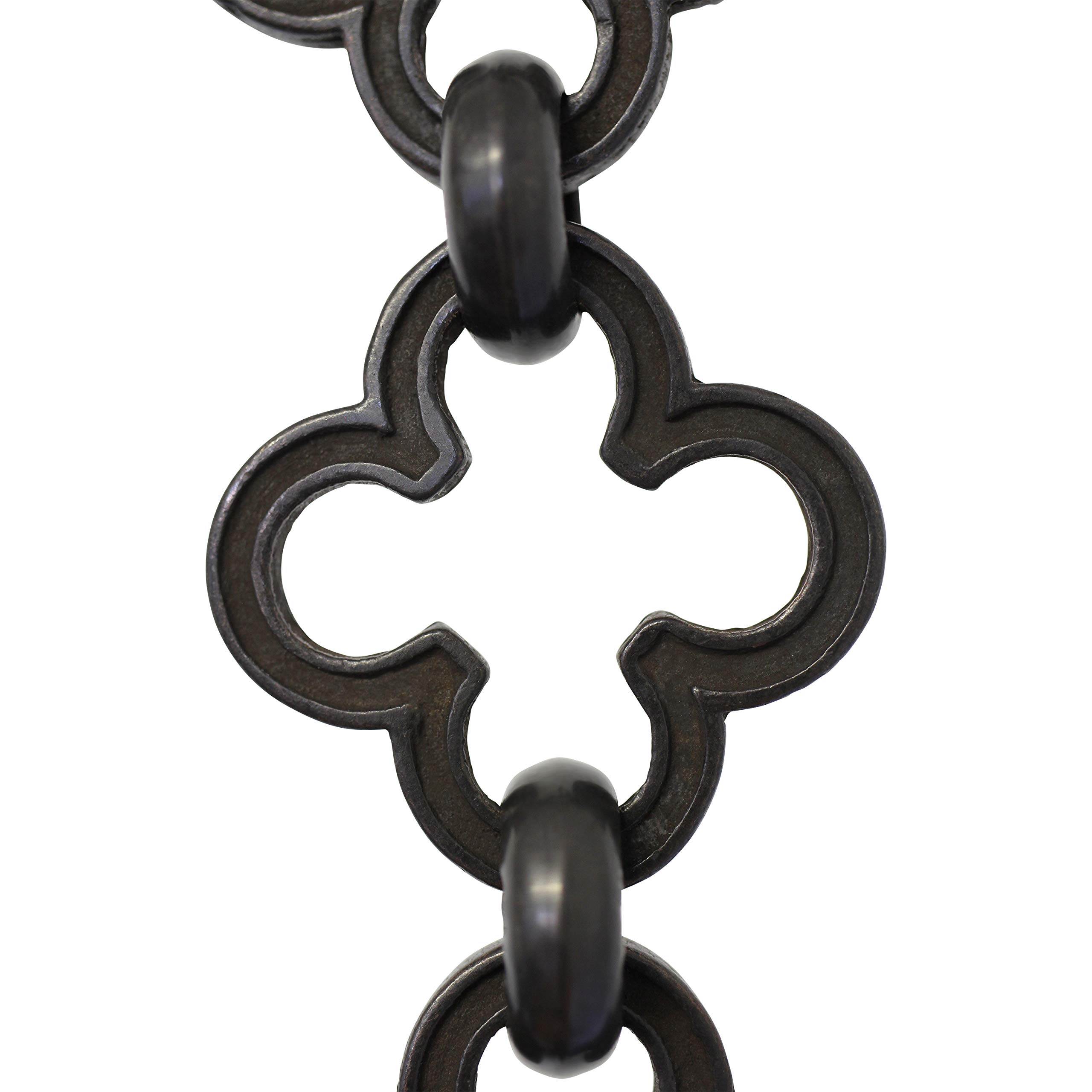 RCH Hardware Decorative Oil Bronzed Black Solid Brass Chain for Hanging, Lighting - Cross Clover Design Unwelded Links (1 Foot)