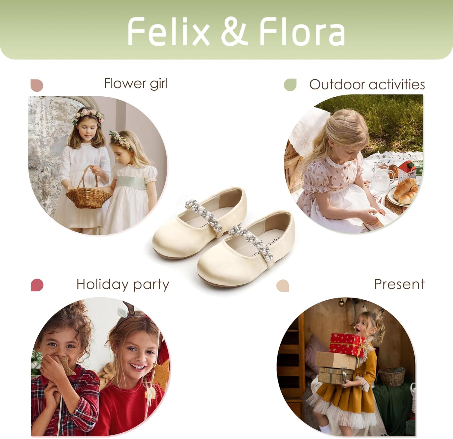 Felix & Flora Girls Toddler Little Ballet Shoes - Flower Girls Mary Jane Flats Dress Shoes Party Wedding - Image 5