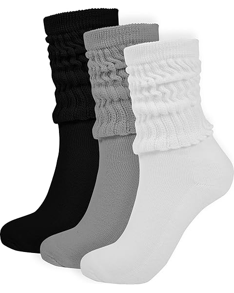 BomKinta Crew Slouch Socks Women - Retro Scrunch Short Sock - Soft Solid Ankle Socks Size 5-11