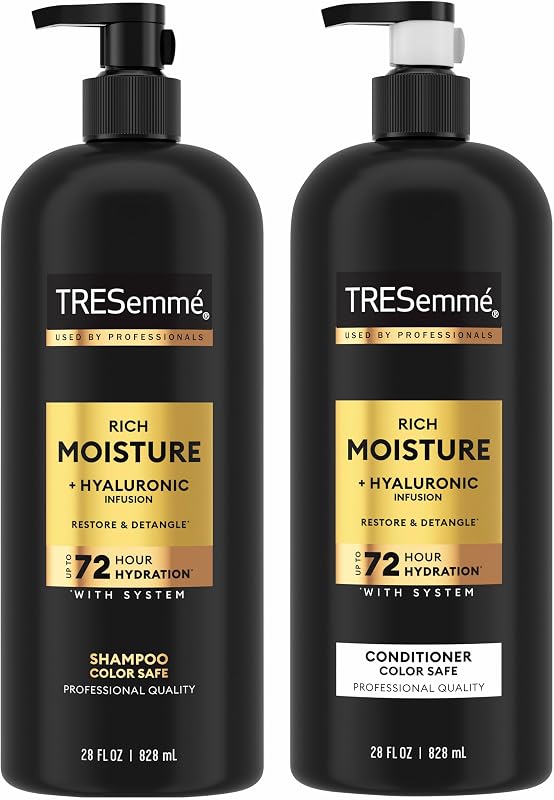 TRESemmé Rich Moisture Hydrating Shampoo & Conditioner Set 28 oz 2 Pack | Moisturizing for frizz-prone hair, Restores damaged hair, Moisturizes & detangles, Shampoo and Conditioner set