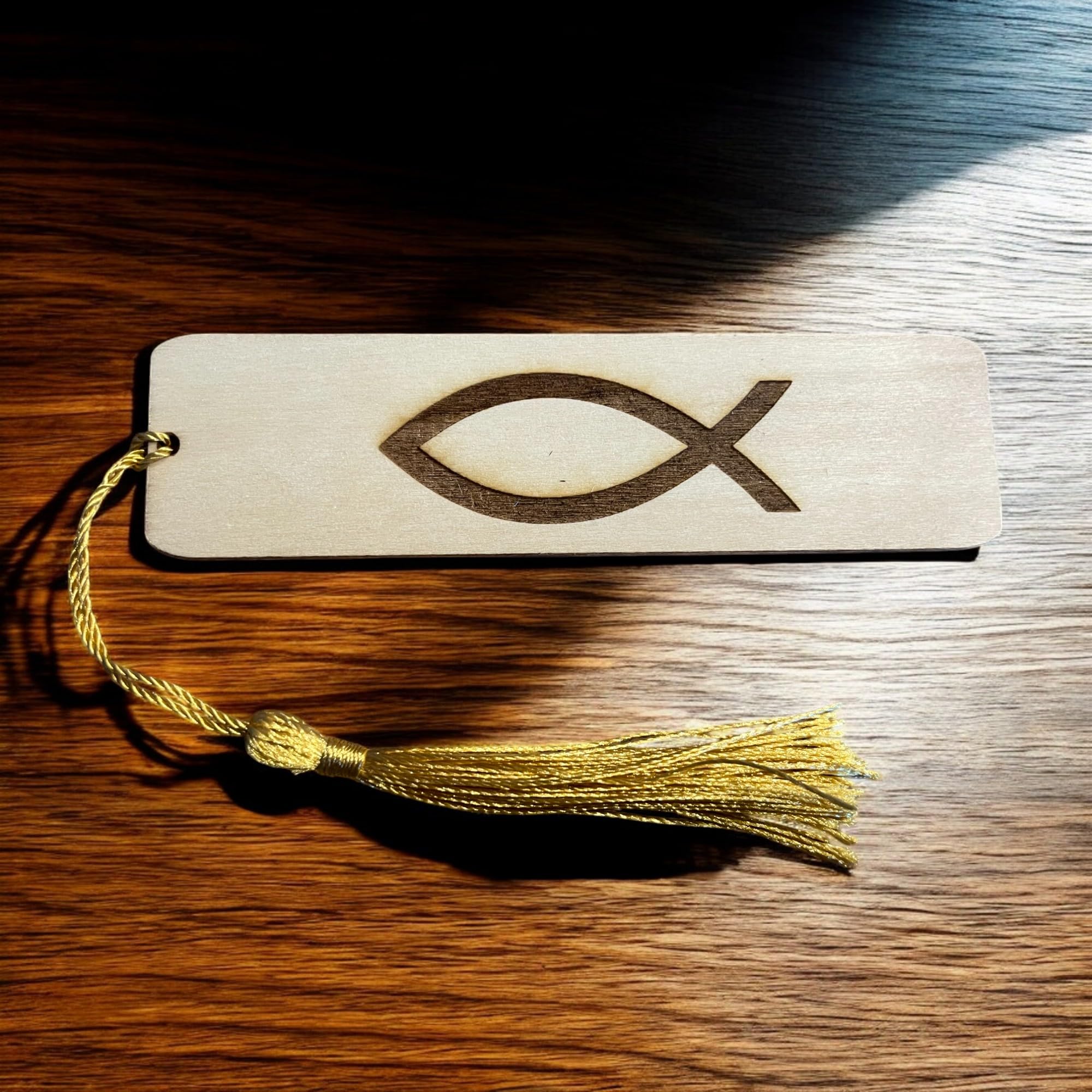 Ashton and Finch Christian Fish Symbol Bookmark – Laser Engraved Wooden Bookmark with Ichthys Design