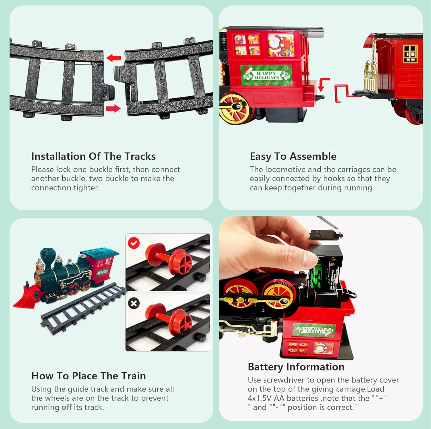OCHIDO Train Set - Christmas Train Sets for Under The Tree, Electric Train Toy Gift for Boys Girls, with Railway Kits,Cargo Cars & Tracks,Light,Smokes & Sound,for 3 4 5 6 7 8  Year Old Kids
