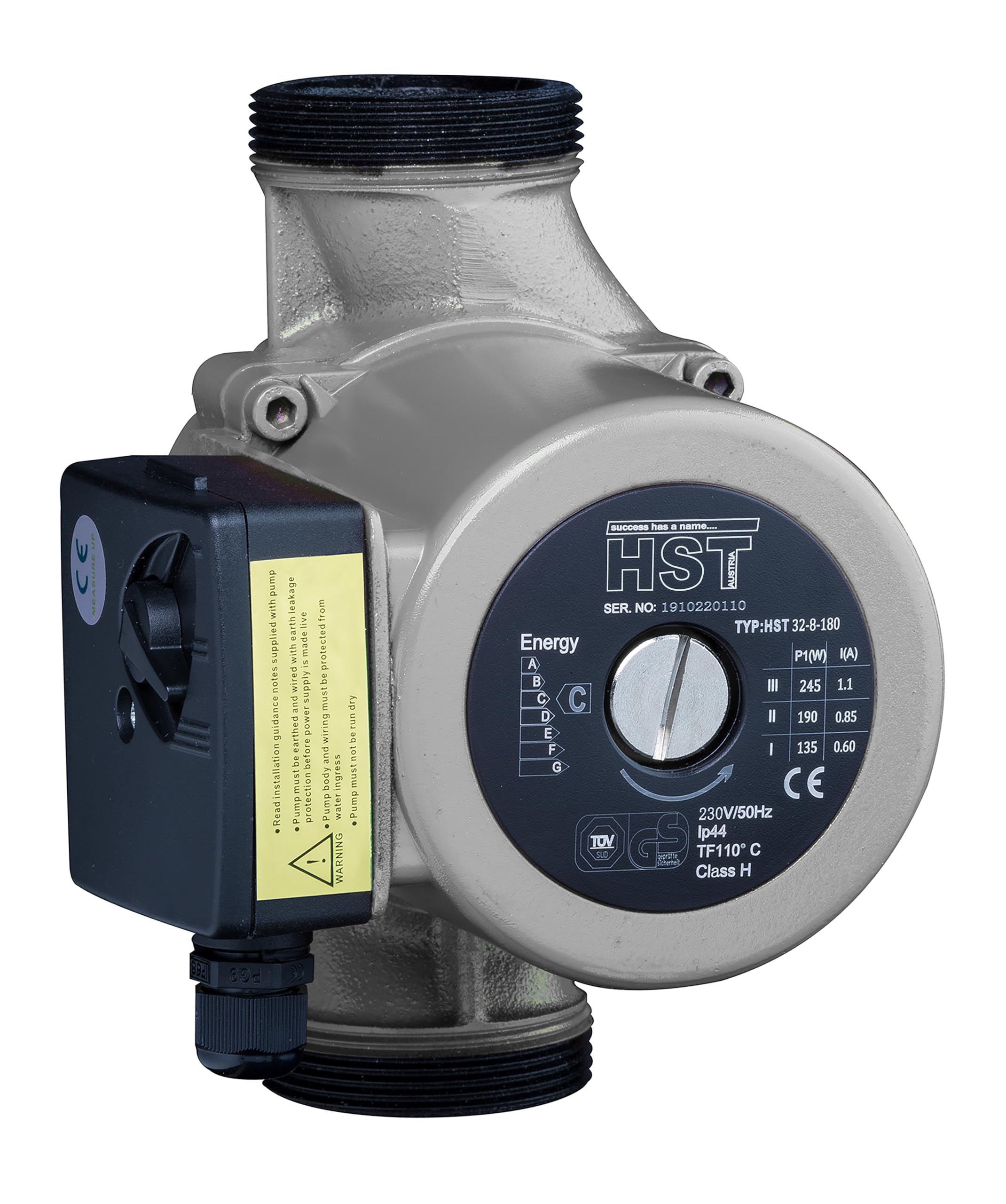 HST | Bomba de calefacción | Bomba de circulación | HST 32-80/180 mm | Altura de entrega 8 metros