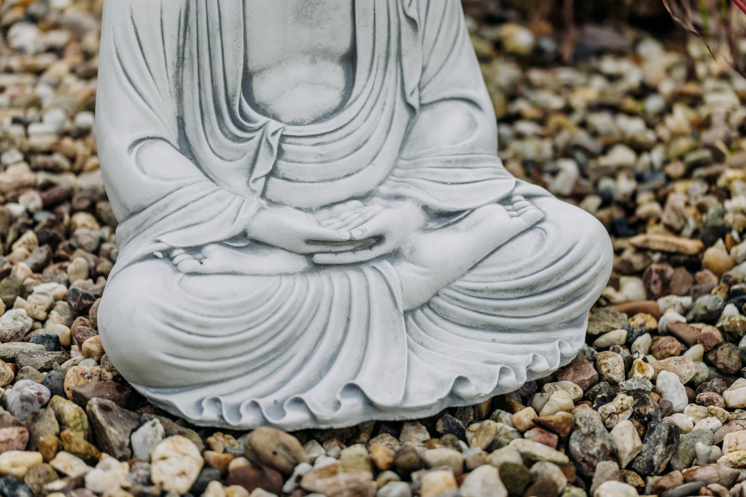 gartendekoparadies.de Statue de Bouddha Gardien du Temple Statue en Pierre Hauteur 56 cm 39 kg Gris Résistant au gel en Pierre pour Extérieur