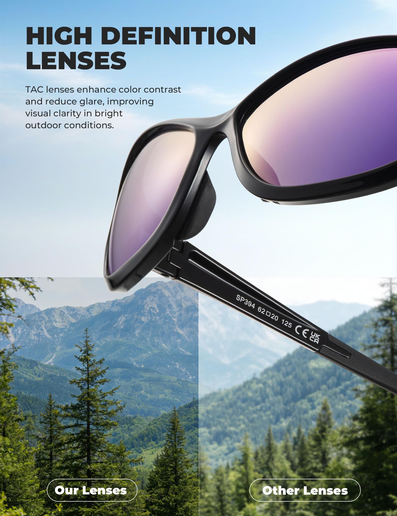 ROCKBROS Okulary rowerowe męskie, polaryzacyjne, szybkie okulary, 21 g, ultralekkie okulary sportowe TAC, ochrona UV400, okulary przeciwsłoneczne TR90, okulary do biegania na rowerze wyścigowym