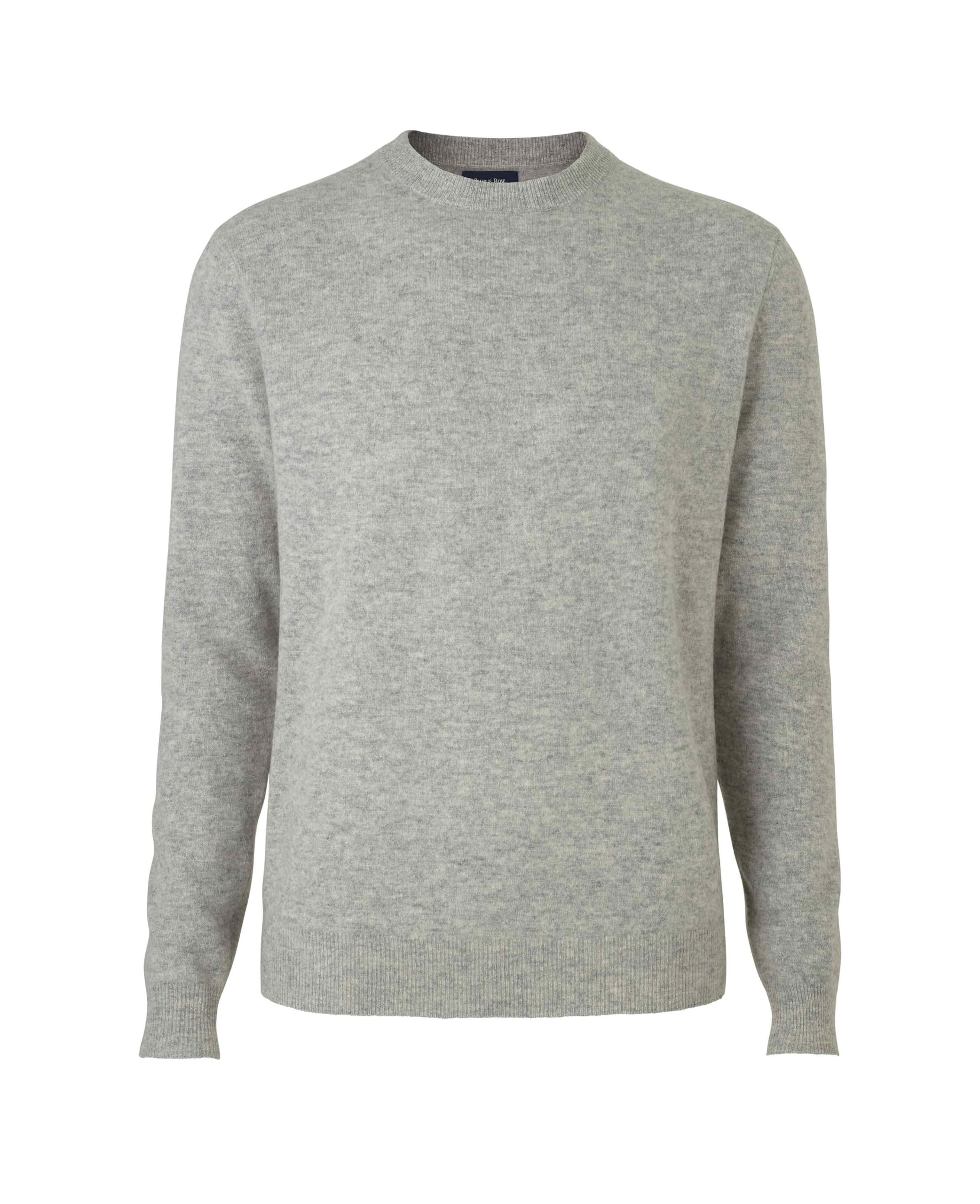 The Savile Row Company London Men's Light Grey Merino Wool Cashmere Blend Crew Neck Jumper - Xxl