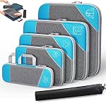 Simplify Living Compression Packing Cubes for Travel, Space-Saving Luggage Organizers, Durable & Waterproof 6-Piece Set with Compression Zipper for Clothes, Shoes & Accessories (Sea Blue)