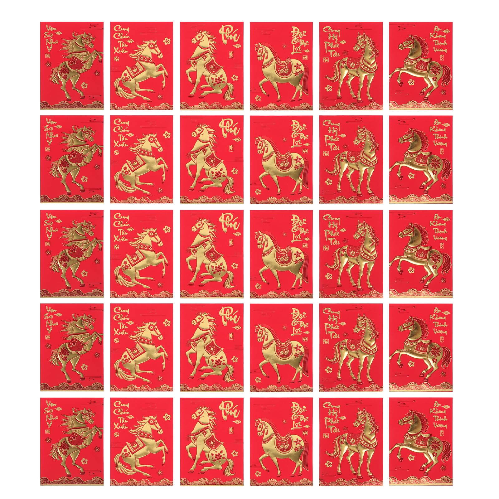 360 Pièces Enveloppes Rouges pour Nouvel An Motif Équestre à Offrir pour Fête du Printemps Mariage Anniversaire