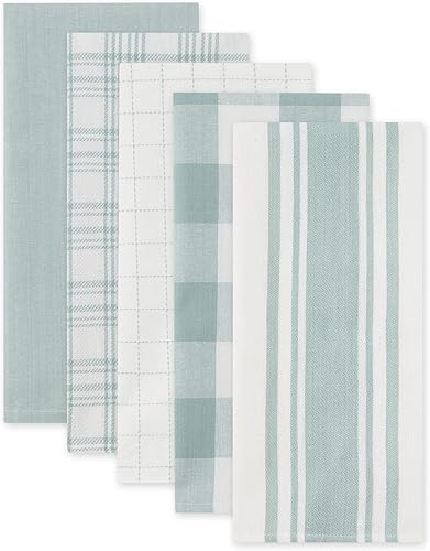 Miniatura 10 de DII Everyday Basic Kitchen Collection - Juego de toallas de cocina de algodón tejido grande, 18 x 28 pulgadas, color oro miel, 5 unidades