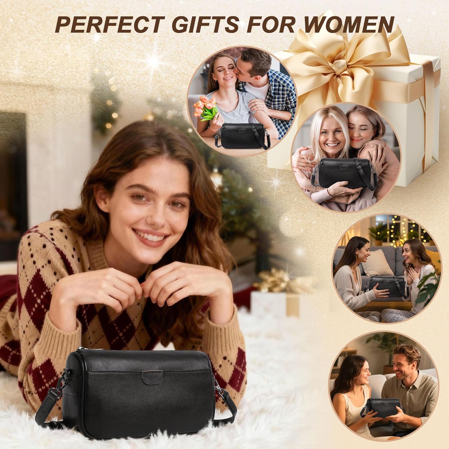 Genuine Leather Crossbody Purses Bag,Travel Casual Handbag,Small Shoulder Cross body Purse Valentine's Day Gift for Women - Image 8