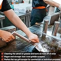 Vista 6 de Rascador de parrilla con 7 cuchillas y raspador de parrilla de borde inclinado pequeño, accesorios de parrilla de aluminio fundido resistente