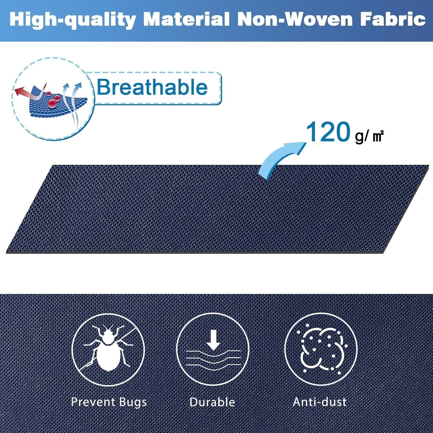 atorakushon Under Bed Storage Bags 3 Pack Large 20" x 16.8" x 11" Containers with Reinforced Handles, Foldable Underbed Storage Organizer for Clothing, Blankets & Shoes Blue