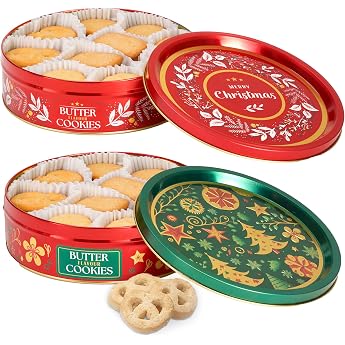 Christmas Butter Biscuit Jar 340g - Random Design - Sweet Butter Biscuit Mix Halal and Natural Flavours - Festive Biscuit Jar with Christmas Pastries for Advent and Christmas