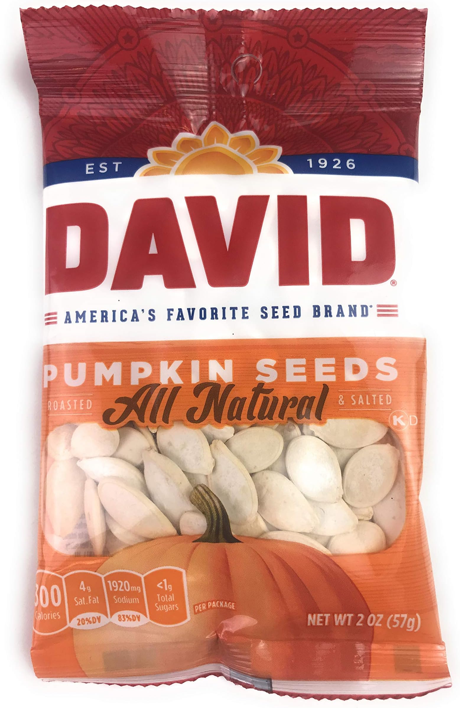 David Roasted & Salted Pumpkin Seeds All Natural 2oz (Pack of 3) (pumpkin seeds)