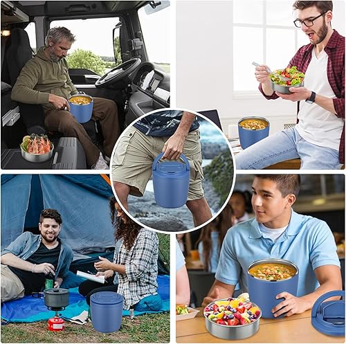 Miniatura 7 de Recipientes de almuerzo aislados de 40 onzas para adultos, termo de sopa para comida caliente, frasco de boca ancha a prueba de fugas, acero