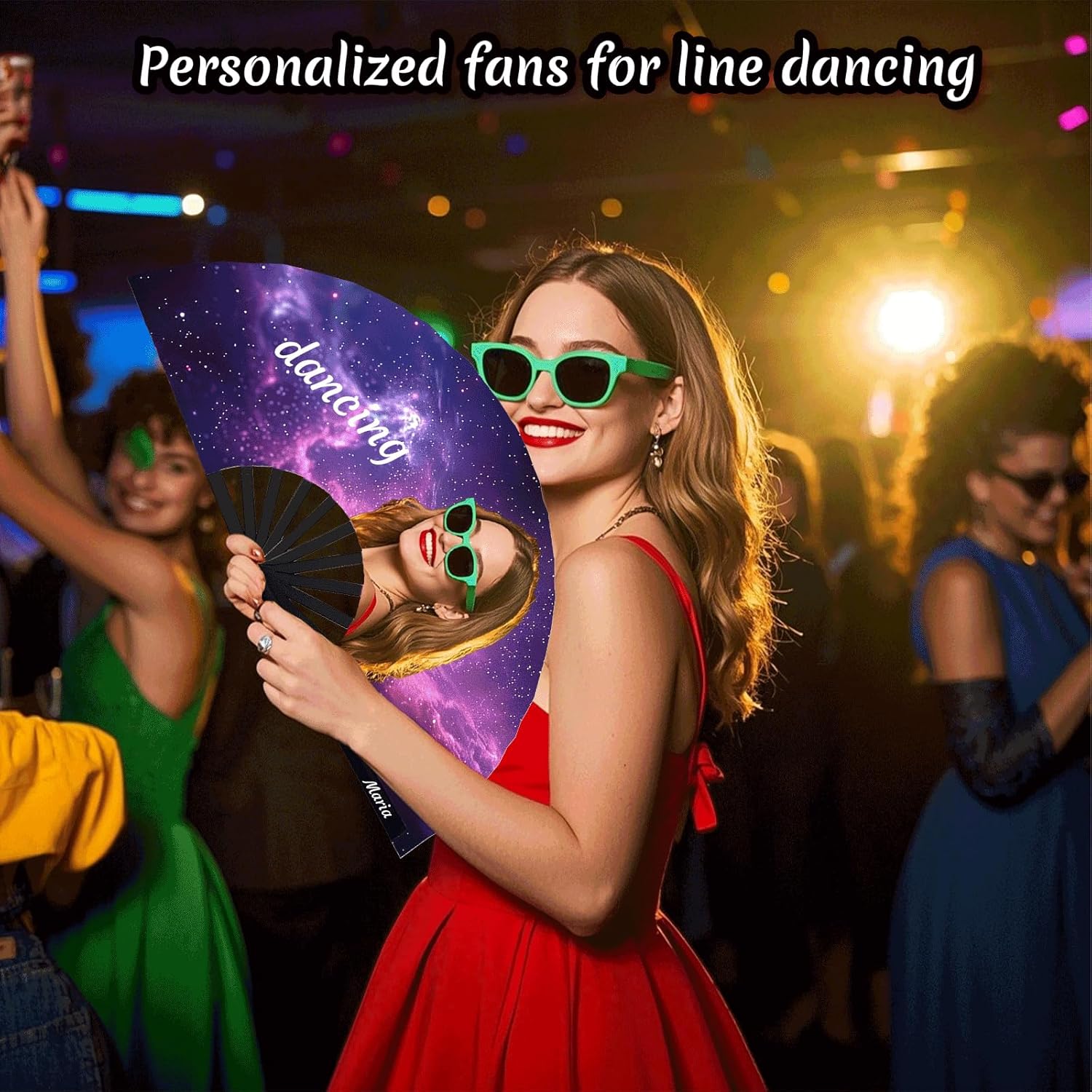 Personalized Fans for Line Dancing Custom Line Dance Popping Fan with Photo Text Logo Clack Fans for Line Dancing for Dance Party Wedding Club (10)
