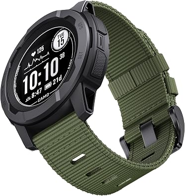 Compatible with Garmin Instinct 2S Standard / 2S Solar Band, for instinct E 40mm Rugged Nylon Watch Band With Stainless Steel Buckle