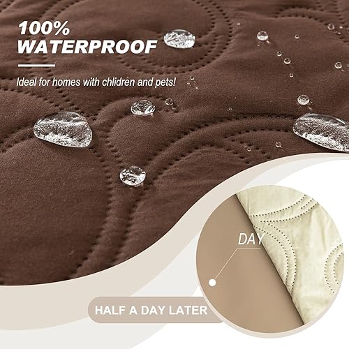 Miniatura 4 de Genina Fundas de sofá para sofá de 2 cojines, 100% impermeables, fundas de sofá reclinable de 3 asientos para sofás reclinables, protector de