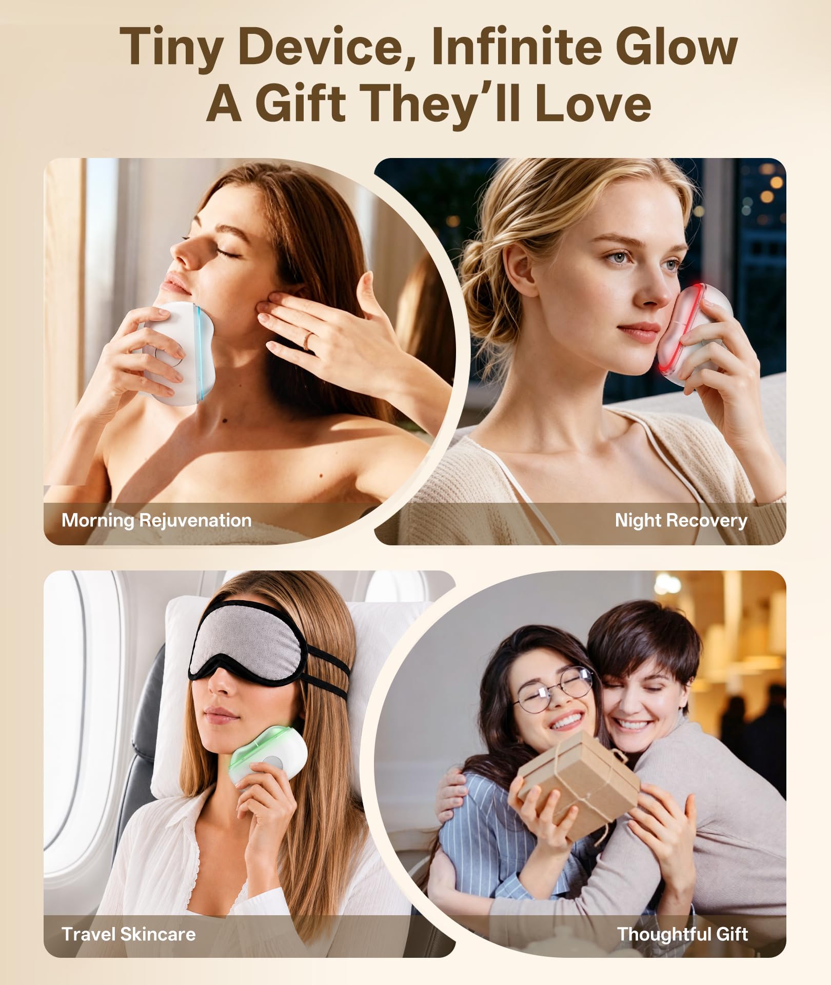 Dopsikn Red Light Therapy for Face and Neck, 7 Color Gua Sha Facial Massager with Hot & Cold Modes, Vibration Face Depuffer Tool for Contouring, Lifting, Gifts for Women & Men (White)