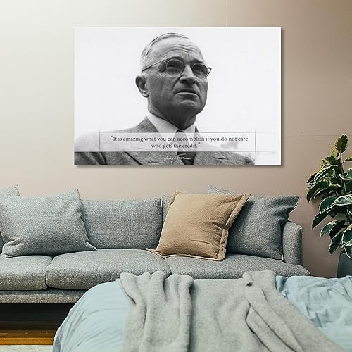 Miniatura 7 de AAHARYA Póster de Harry S Truman con citas inspiradoras de retrato del presidente de Estados Unidos, arte impreso en lienzo (12) lienzo para