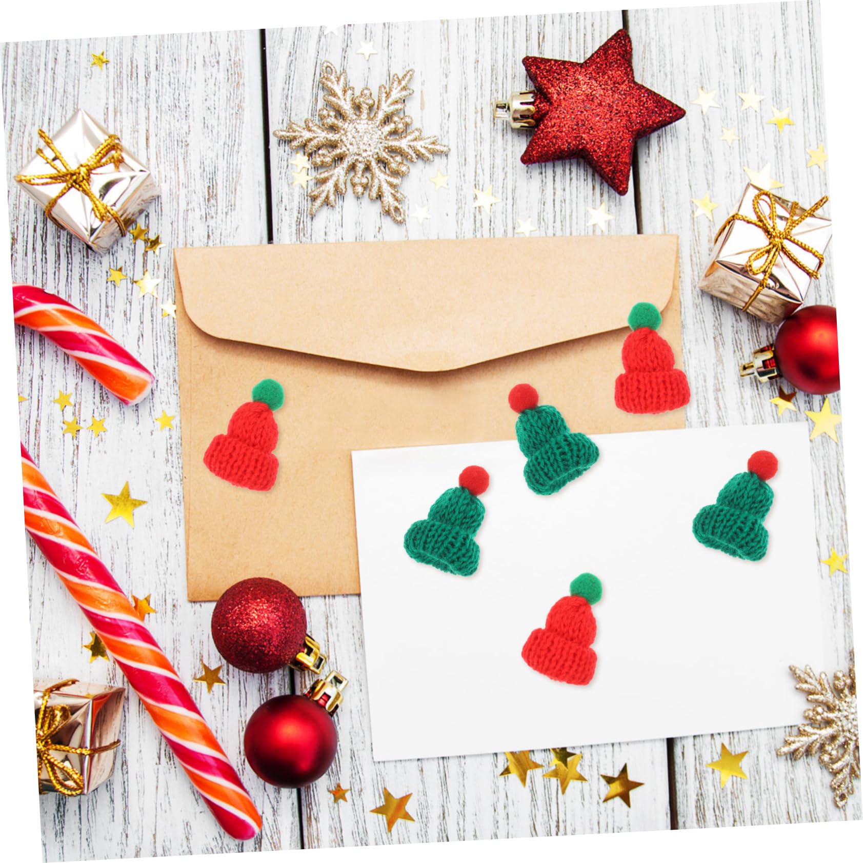UPKOCH 20piezas Mini Gorro de Papá Noel Navideño Gorro de Punto Miniatura Accesorios para Manualidades Decoración de Botellas de Vino para Regalos de Agradecimiento de Shower