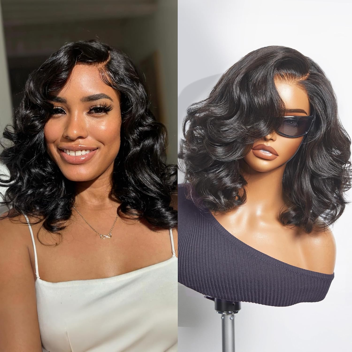 LUVME HAIR 10 Inch Short Black Straight Bang Wig with Minimalist 2x1 Lace Scalp For Women Low Tension Design For Daily Wear Glueless Protective Wig For Natural Hair & Edges