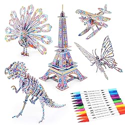 BEARUN 3D Coloring Puzzle Set, Arts and Crafts for Girls and Boys Age 6 7 8 9 10 11 12 Year Old, Fun Educational Painting Crafts Kit with Supplies for Kids, Birthday Toy Gift for Kids