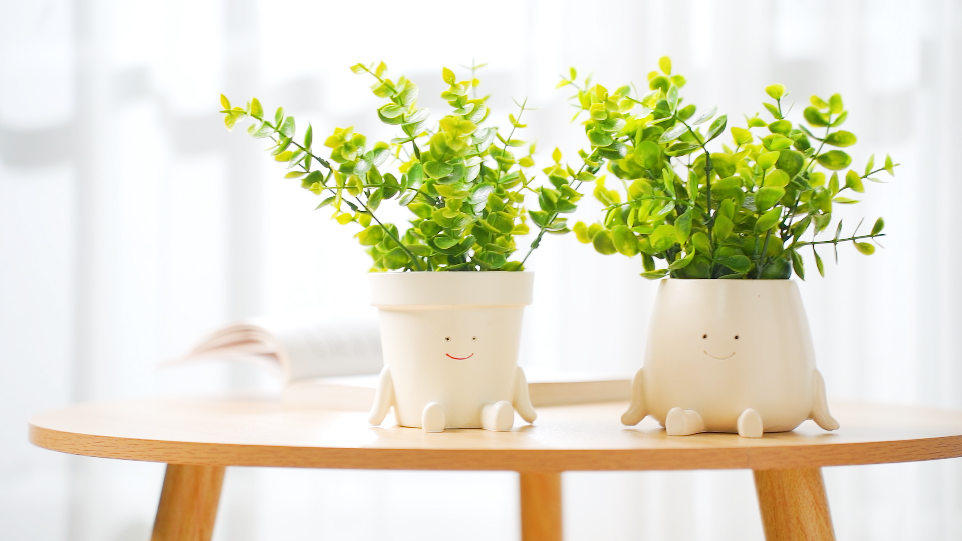 Amazon.com: Domensi 2 件組鞦韆懸掛花盆可愛微笑花臉盆室內戶外花盆