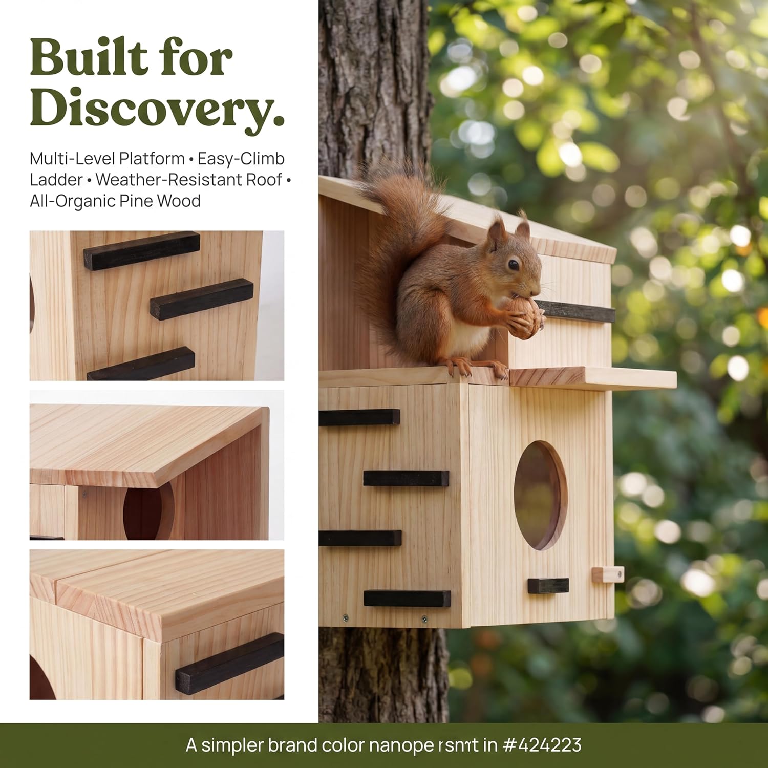 Large Wooden Squirrel House for Outside with Dual Balconies, Nesting Box,Lockable Front Panel, Easy to Install (Double-Layer, Large)
